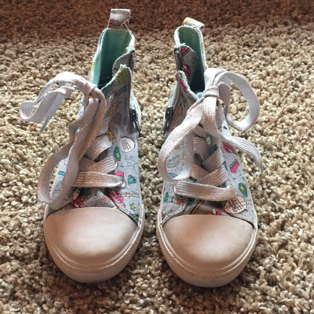 Cat & Jack sneakers high top gray with white - Picture 1 of 5